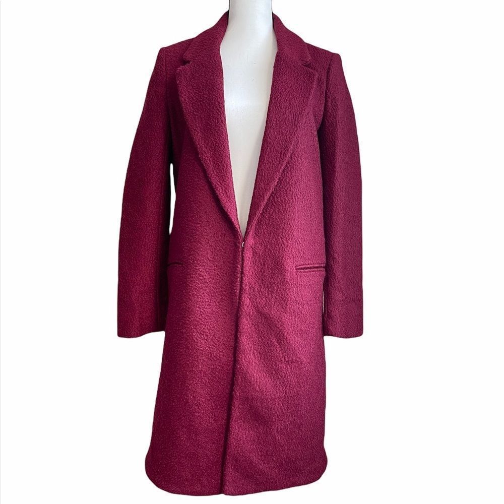 Forever 21 Tweed Burgundy Wool Blend Coat